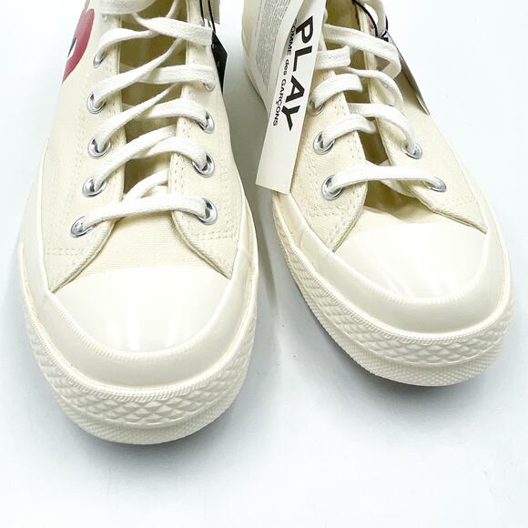 Play Comme des Garcons‎ Converse Hi Top Sneakers Chuck 70 Milk Sz 10 Men
